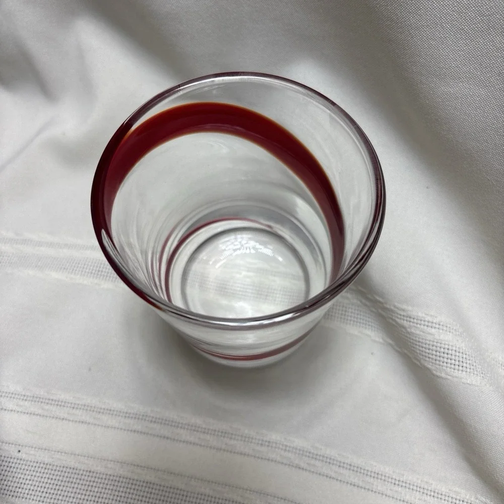 Pier 1 Red Swirline Double Old Fashioned Rocks Whiskey Glasses Set Of 2 Swirl 4